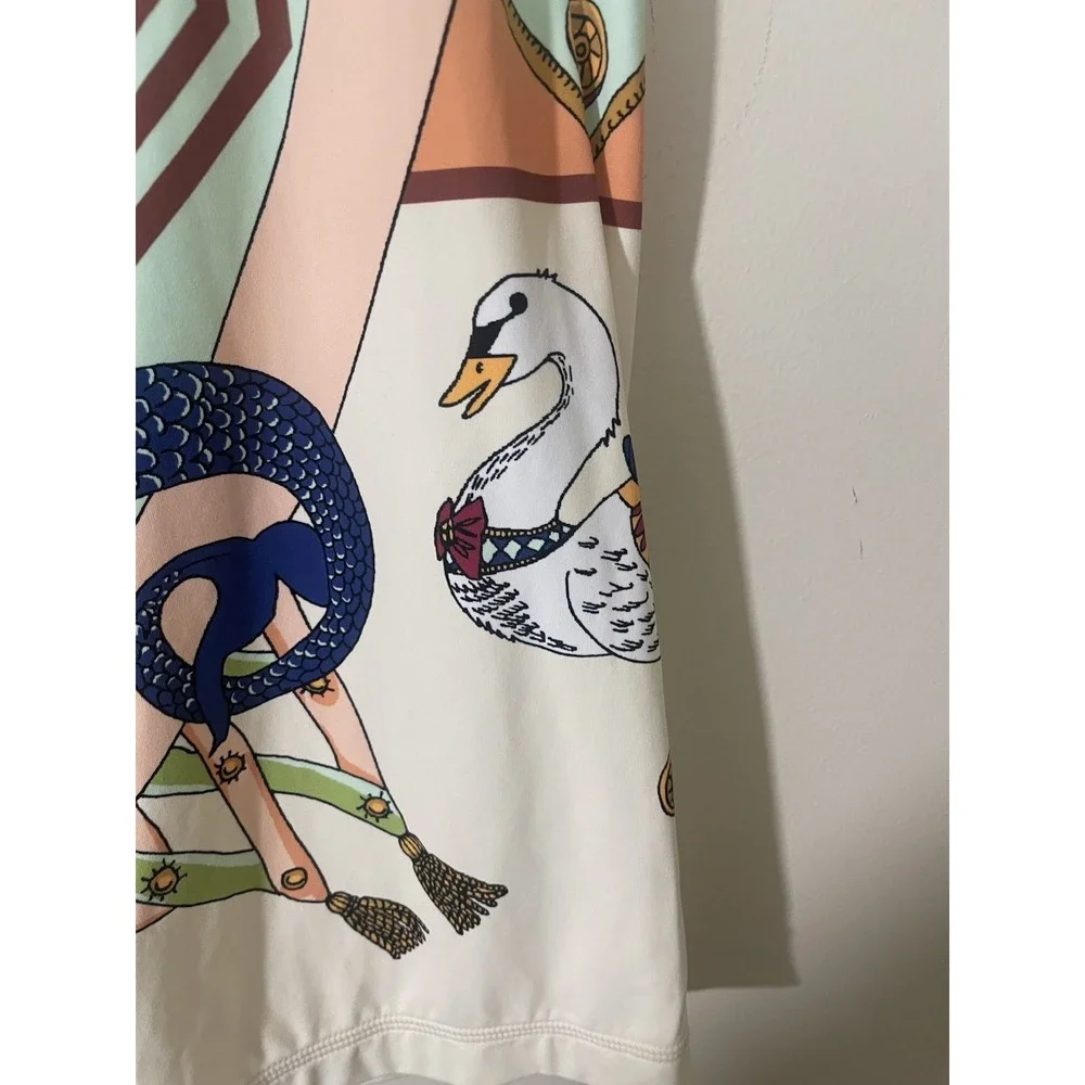 Tory Burch Rare Carousel Printed Silk Weightless Biker Shorts Large Animals NWT